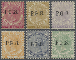 * Malaiische Staaten - Perak-Dienstmarken: 1889 Short Set Of Six Different Stamps Optd. "P.G. S." And - Perak