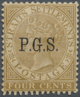 * Malaiische Staaten - Perak-Dienstmarken: 1889 4c. Brown, Optd. 'P.G.S.', Variety "BROKEN OVAL", Moun - Perak