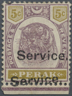 * Malaiische Staaten - Perak-Dienstmarken: 1897 'Tiger' 5c. Dull Purple & Olive-yellow Bottom Marginal - Perak