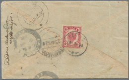Br Malaiische Staaten - Perlis: 1920 Cover From PERLIS To India Franked On The Reverse By Kedah 4c. Red - Perlis
