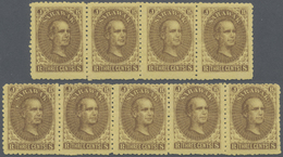 * Malaiische Staaten - Sarawak: 1869, Sir James Brooke 3c. Brown On Yellow In Two Horiz. Strips Of Fou - Other & Unclassified