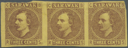 (*) Malaiische Staaten - Sarawak: 1871, Sir Charles Brooke 3c. Brown On Yellow In A Horizontal Imperfora - Andere & Zonder Classificatie
