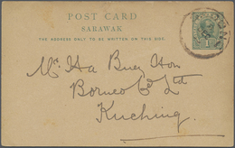 GA Malaiische Staaten - Sarawak: 1903 SADONG: Commercially Used Postal Stationery Card 1c. Green To Kuc - Other & Unclassified