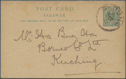 GA Malaiische Staaten - Sarawak: 1903 SADONG: Commercially Used Postal Stationery Card 1c. Green To Kuc - Andere & Zonder Classificatie