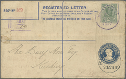 GA Malaiische Staaten - Sarawak: 1917, 10 C Blue Registered Pse, Uprated With 2 C Green, Sent With Viol - Sonstige & Ohne Zuordnung