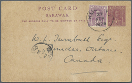 GA Malaiische Staaten - Sarawak: 1921 Postal Stationery Card 2c. Red-violet Used From Kuching To CANADA - Other & Unclassified