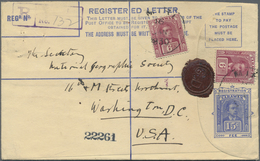 GA Malaiische Staaten - Sarawak: 1930, 15 C Blue Registered Pse, Uprated With 2 X 6 C Claret, Sent From - Other & Unclassified