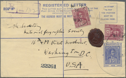 GA Malaiische Staaten - Sarawak: 1930, 15 C Blue Registered Pse, Uprated With 2 X 6 C Claret, Sent From - Andere & Zonder Classificatie