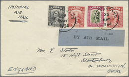 Br Malaiische Staaten - Sarawak: 1934, 3 C Black, 2 X 10 C Scarlet And 20 C Olive-green/carmine, Mixed - Other & Unclassified