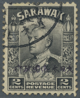 O Malaiische Staaten - Sarawak: Japanese Occupation,  1942, 2 C. Black With Black Ovpt. Of Miri P.o., - Andere & Zonder Classificatie