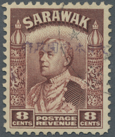 O Malaiische Staaten - Sarawak: Japanese Occupation,  1942, 8 C.red Brown With Violet Ovpt. At Kuching - Other & Unclassified