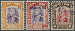 O Malaiische Staaten - Sarawak: Japanese Occupation, 1942,25 C., 50 C. And $1 Each With Violet Ovpt., - Andere & Zonder Classificatie