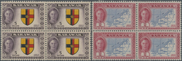 ** Malaiische Staaten - Sarawak: 1950, KGVI Pictorial Definitives Complete Set Of 15 In Blocks Of Four, - Andere & Zonder Classificatie