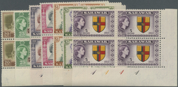 ** Malaiische Staaten - Sarawak: 1955/1957, QEII Pictorial Definitives Complete Set Of 15 In Blocks Of - Other & Unclassified