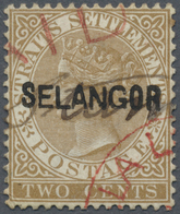 O Malaiische Staaten - Selangor: 1882-83 2c. Brown, Wmk Crown CA, Optd. By Type 11, Used And Cancelled - Selangor