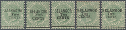 * Malaiische Staaten - Selangor: 1891, Straits Settlements QV 24c. Green With Wmk. Crown CA Five Stamp - Selangor