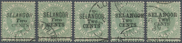 O Malaiische Staaten - Selangor: 1891, Straits Settlements QV 24c. Green With Wmk. Crown CA Five Stamp - Selangor