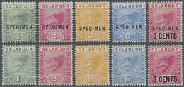 * Malaiische Staaten - Selangor: 1891/1894, Tiger Stamps Two Complete Sets Of Five Incl. 3c. On 5c. Wi - Selangor