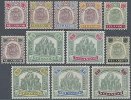 * Malaiische Staaten - Selangor: 1895/1899, Tiger Head And Elephants Set Of 12 To $10, Mint Lightly To - Selangor