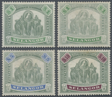 * Malaiische Staaten - Selangor: 1895-99 'Elephants' $1 (two Single Of Diff. Shade), $5 And $10, Mount - Selangor