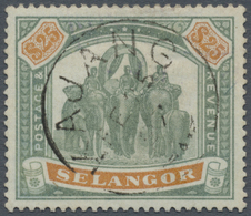 O Malaiische Staaten - Selangor: 1897, Elephants $25 Green And Orange, Very Fine Used With KAJANG Cds. - Selangor