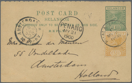 GA Malaiische Staaten - Selangor: 1900, 1 C Green Tiger, Reply Part Of Postal Stationery Reply Card, Up - Selangor