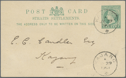 GA Malaiische Staaten - Selangor: 1901 KAJANG: Postal Stationery Card 1c. Green Of Straits Settlements - Selangor