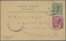 GA Malaiische Staaten - Selangor: 1903, 1 C / 1 C Green Postal Stationery Reply Card With Attached Repl - Selangor