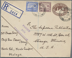 GA Malaiische Staaten - Selangor: 1939, 5 C Brown Stationery Envelope, Uprated With 10 C Dull Purple An - Selangor