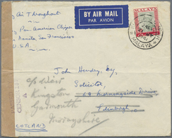 Br Malaiische Staaten - Selangor: 1941, 2 $ Green/scarlet, Single Franking On Airmail Censor Cover (cre - Selangor