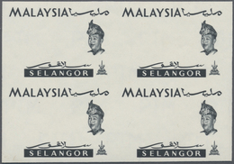 ** Malaiische Staaten - Selangor: 1965, Orchids Imperforate PROOF Block Of Four With Black Printing Onl - Selangor