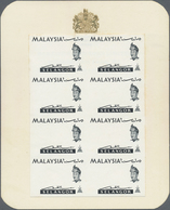 **/(*) Malaiische Staaten - Selangor: 1965, Orchids Imperforate PROOF Block Of Eight With Black Printing On - Selangor