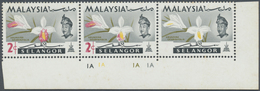 ** Malaiische Staaten - Selangor: 1965, Orchids 2c. 'Arundina Graminifolia' Horiz. Strip Of Three From - Selangor