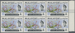 ** Malaiische Staaten - Selangor: 1965, Orchids 10c. 'Arachnanthe Moschifera' Block Of Six From Right M - Selangor