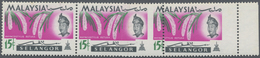 ** Malaiische Staaten - Selangor: 1965, Orchids 15c. 'Rhynchostylis Retusa' Horiz. Strip Of Three From - Selangor