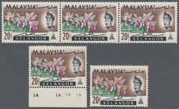 ** Malaiische Staaten - Selangor: 1965, Orchids 20c. 'Phalaenopsis Violacea' Horizontal Strip Of Three - Selangor
