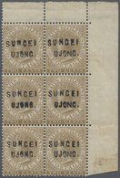 * Malaiische Staaten - Sungei Ujong: 1883-84 Straits Settlements 2c. Brown Top Right Corner Block Of S - Altri & Non Classificati