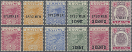 * Malaiische Staaten - Sungei Ujong: 1891/1895, Tiger And Tiger Head Six Different Stamps Incl. Surcha - Sonstige & Ohne Zuordnung