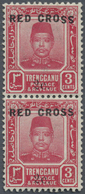 * Malaiische Staaten - Trengganu: 1917-18 Red Cross 3c. + 2c. Carmine Red Vertical Pair, Top Stamp Sho - Trengganu