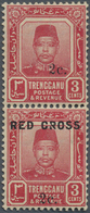 * Malaiische Staaten - Trengganu: 1917-18 Red Cross 3c. + 2c. Carmine Red Vertical Pair, Top Stamp Sho - Trengganu