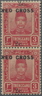 ** Malaiische Staaten - Trengganu: 1917, RED CROSS: Sultan Zain Ul Ab Din 3c. Carmine-red Vertical Pair - Trengganu