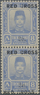 ** Malaiische Staaten - Trengganu: 1917, RED CROSS: Sultan Zain Ul Ab Din 8c. Ultramarine Vertical Pair - Trengganu