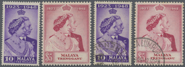 **/O Malaiische Staaten - Trengganu: 1948, Royal Silver Wedding Both Values In Blocks Of Four From Lower - Trengganu