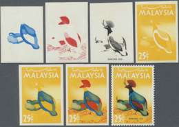 ** Malaysia: 1965, Birds 25c. 'Crested Wood Partridge' (Rollulus Roulroul) In Six Different Imperforate - Maleisië (1964-...)