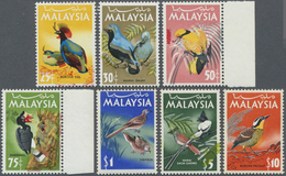 ** Malaysia: 1965, Birds Seven Different Stamps (except $2) All With COLOUR SHIFTS Of Different Colours - Malaysia (1964-...)