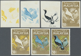 ** Malaysia: 1965, Birds 30c. 'Blue-backed Fairy Bluebird' (Irena Puella) In Six Different Imperforate - Malesia (1964-...)