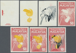 ** Malaysia: 1965, Birds 50c. 'Black-nailed Oriole' (Oriolus Chinensis) In Six Different Imperforate PR - Malesia (1964-...)