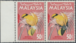 ** Malaysia: 1965, Birds 50c. 'Black-nailed Oriole' (Oriolus Chinensis) Horizontal Marginal Pair With P - Malaysia (1964-...)