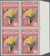 ** Malaysia: 1965, Birds 50c. 'Black-nailed Oriole' (Oriolus Chinensis) Vertical Strip Of Three With SC - Maleisië (1964-...)