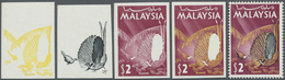 ** Malaysia: 1965, Birds $2 'Great Argus Pheasant' (Argusianus Argus) In Four Different Imperforate PRO - Malesia (1964-...)